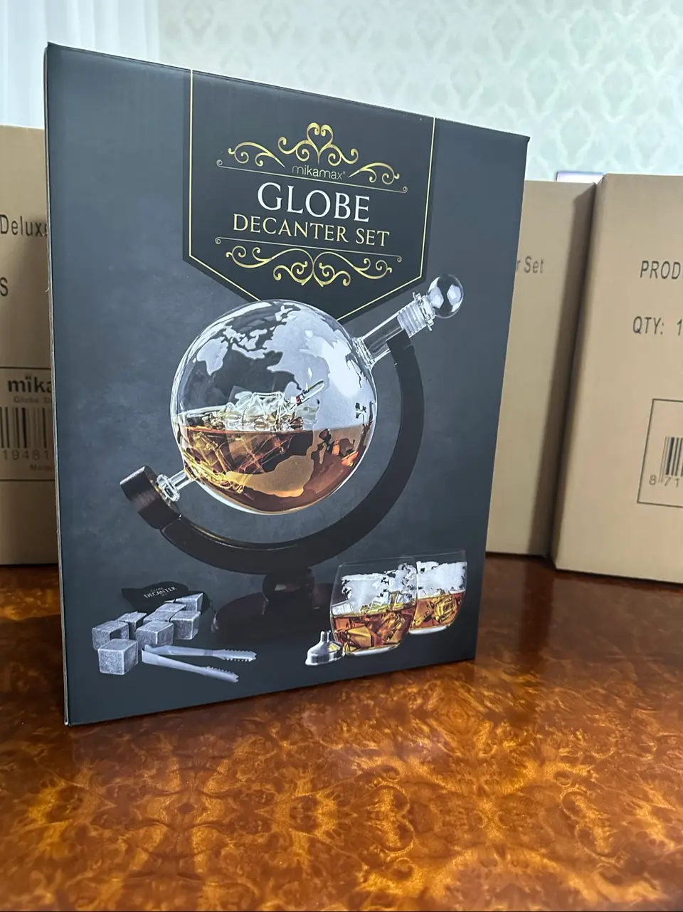 Mikamax Globe Decanter Set grafinas su taurėmis