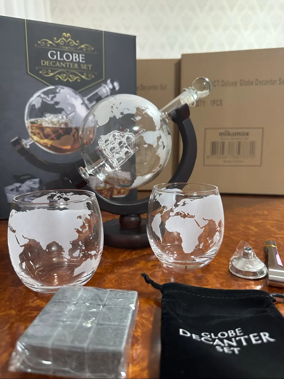Mikamax Globe Decanter Set grafinas su taurėmis — nuotrauka 2