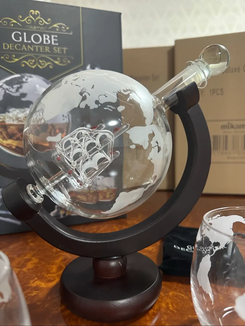 Mikamax Globe Decanter Set grafinas su taurėmis — nuotrauka 3